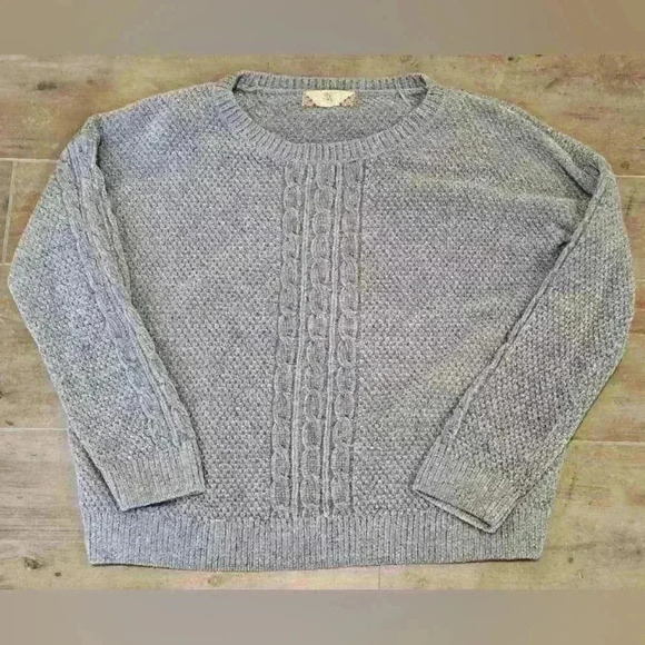 Pink Rose Sweater Blue Cropped Cable Knit - Picture 3 of 5